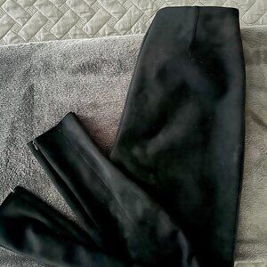Black Suede High Rise Leggings with Ankle Zip Accents - Size XS